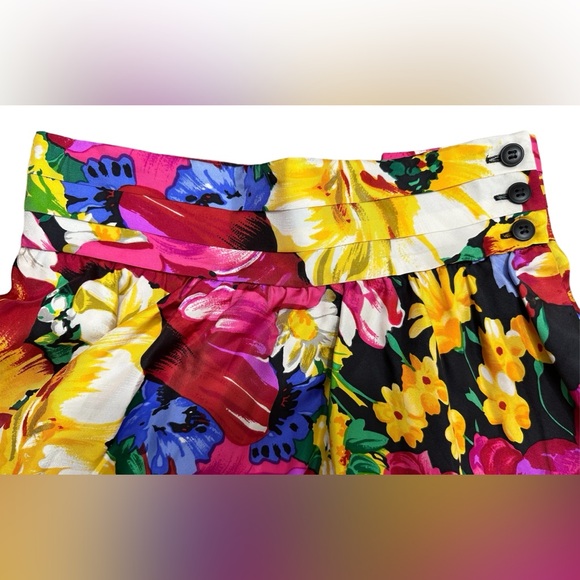 VTG 100% Silk Bright Floral A line circle midi Skirt. Sz. 10 - Picture 4 of 6